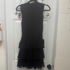 Express Black Tiered Midi Dress